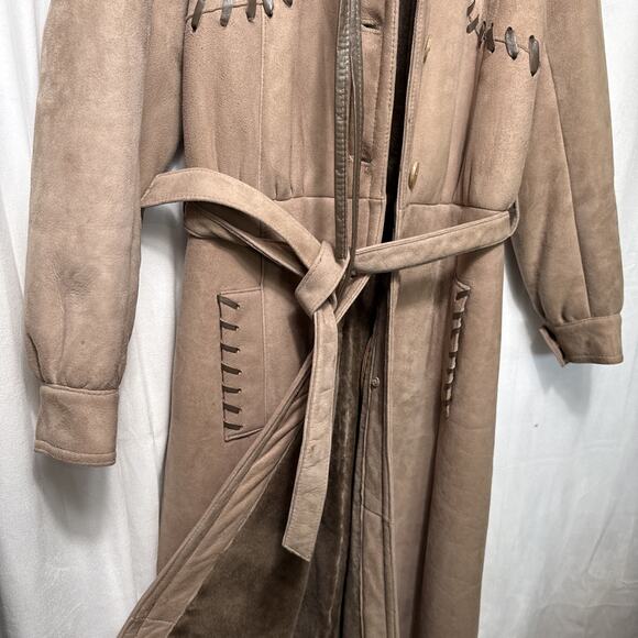 Sawyer of Napa Shearling Suede Coat Size Medium Women's Western Retro Wool EUC - Picture 4 of 16